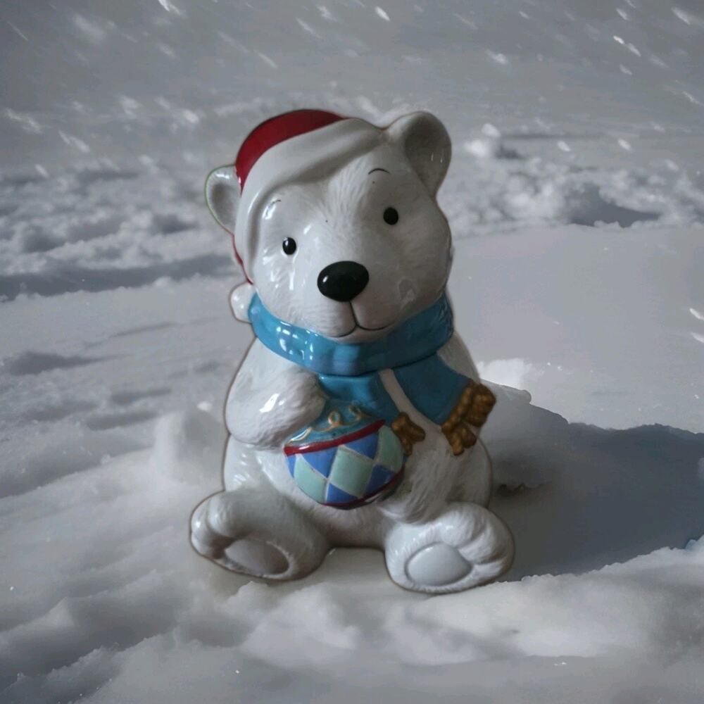 David's Cookies Christmas Polar Bear Cookie Jar, HSN QVC